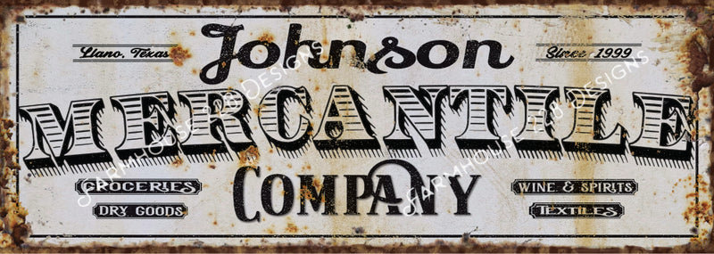 Custom Stretched Canvas Mercantile Sign – Farmhouse 228