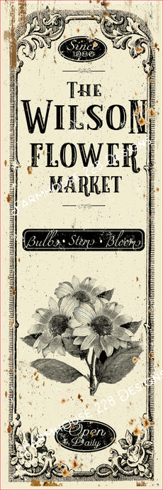 Custom Stretched Canvas Flower Market Sign