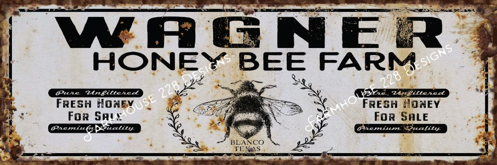 Custom Stretched Canvas Honey Bee Farm Sign